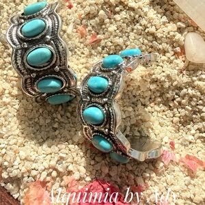 Turquoise big hoops Earrings